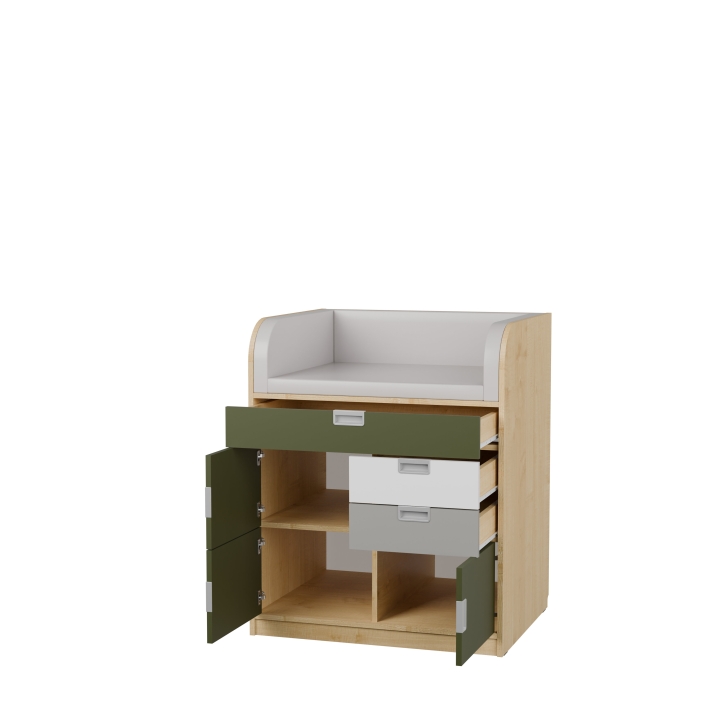 Regał Kolorowe skrytki PLUS - Przewijak KSP25 | Wyposażenie żłobków i przedszkoli