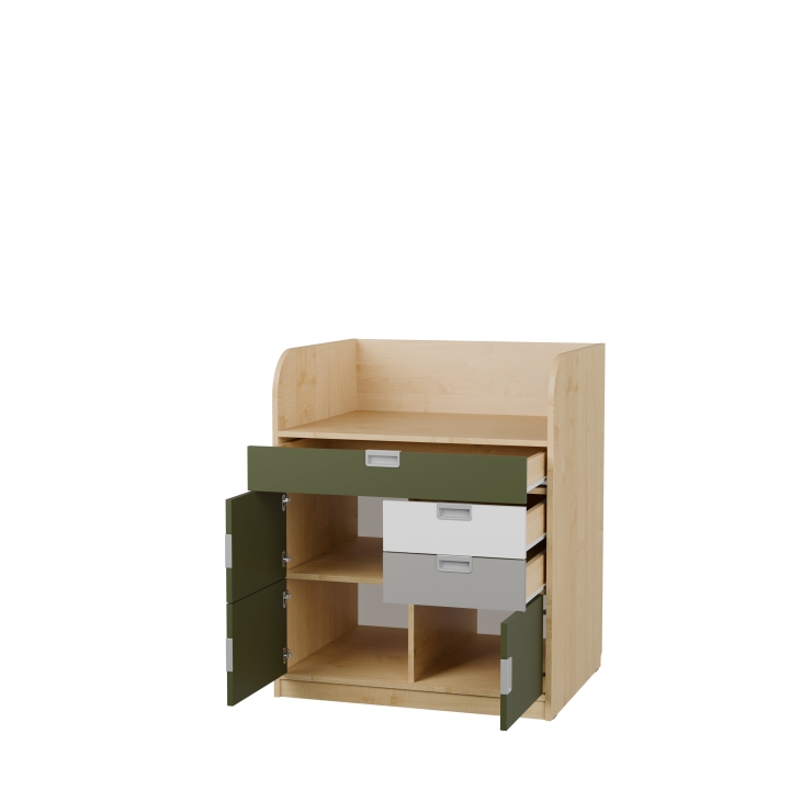 Regał Kolorowe skrytki PLUS - Przewijak KSP25 | Wyposażenie żłobków i przedszkoli