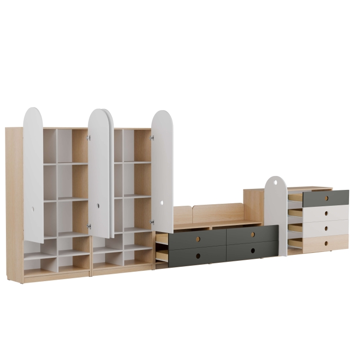 Zestaw regałów szkolnych Okrągłe 4, meble szkolne i przedszkolne