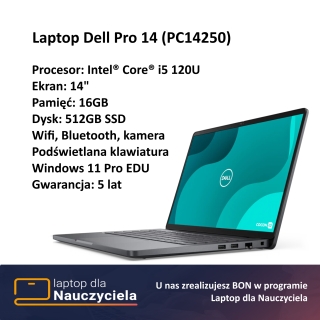 Laptop Dell Pro 14 (PC14250) - podświetlana klawiatura "Laptop dla nauczyciela"