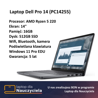 Laptop Dell Pro 14 (PC14255) - podświetlana klawiatura "Laptop dla nauczyciela"