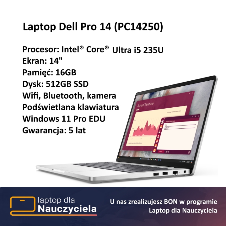 Laptop Dell Pro 14 (PC14250) | Laptop dla nauczyciela