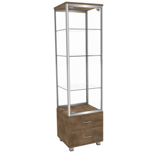 Witryna ekspozycyjna z dwiema szufladami, 1-drzwiowa, 2-drzwiowa