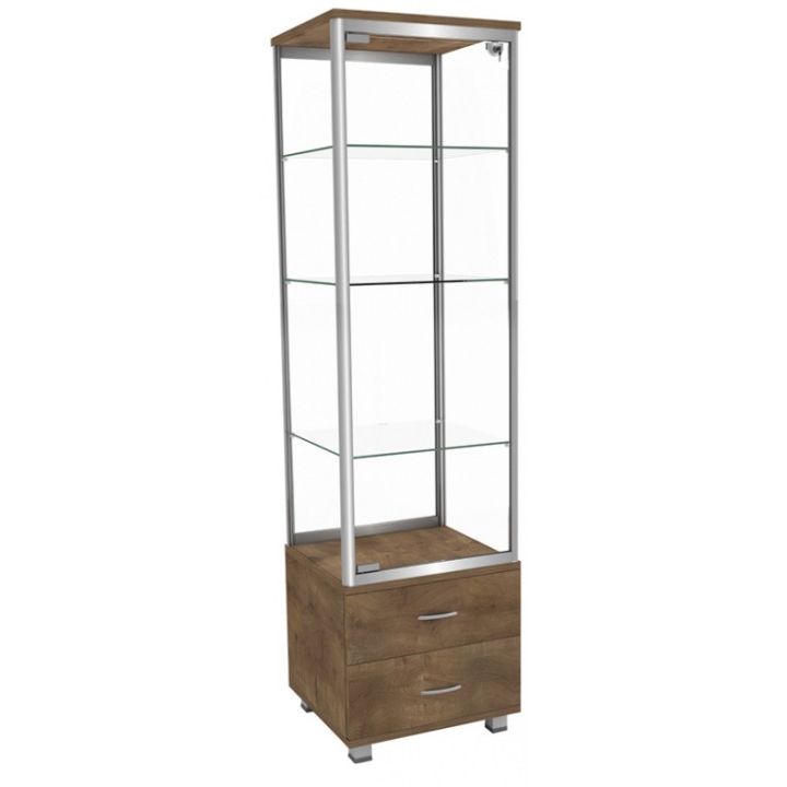 Witryna ekspozycyjna z dwiema szufladami, 1-drzwiowa, 2-drzwiowa