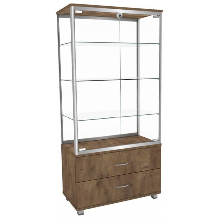 Witryna ekspozycyjna z dwiema szufladami, 1-drzwiowa, 2-drzwiowa