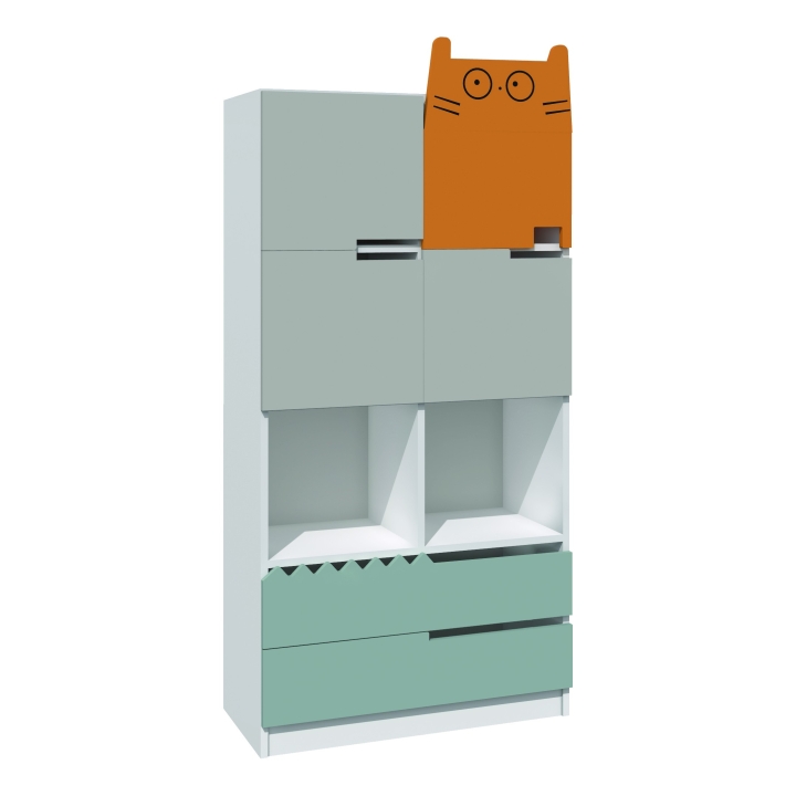 Regał do żłobka i przedszkola PU04, frezowana aplikacja Kot