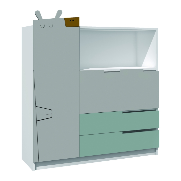 Regał do żłobka i przedszkola PU01, frezowana aplikacja Kot