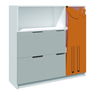 Regał do żłobka i przedszkola PU01, frezowana aplikacja Kot