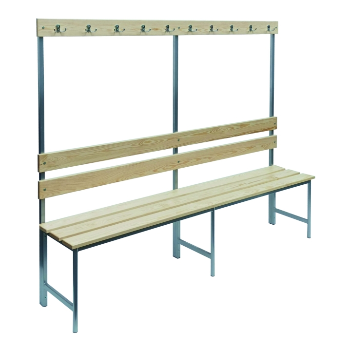 Ławka Adam z wieszakami - deska sosnowa, szatnia szkolna