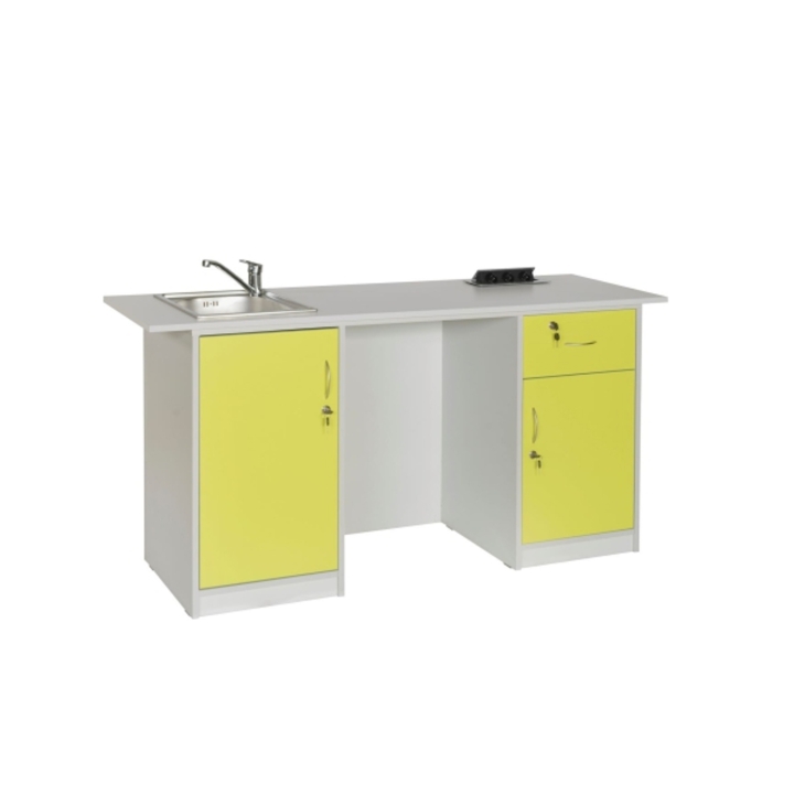 Stół laboratoryjny ze zlewem, szkolne laboratorium