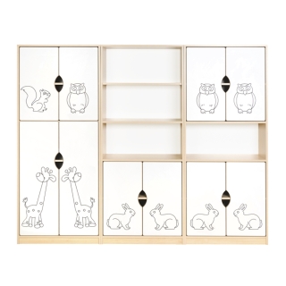 Zestaw regałów do przedszkoli i żłobków Sawanna 4 | Certyfikowane meble szkolne