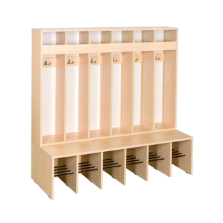 Szatnia Przedszkolak C4 6-osobowa, siedzisko i wieszaki