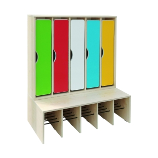 Szatnia Przedszkolak C5DW, kolorowe szafki i półka na buty