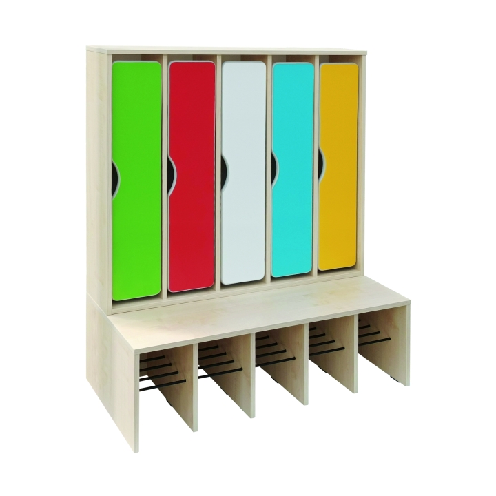 Szatnia Przedszkolak C5DW, kolorowe szafki i półka na buty