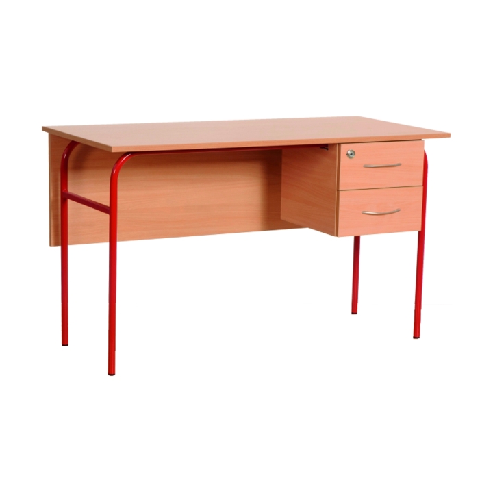 Biurko Oskar-Bis 130x60, metalowy stelaż, szuflady zamykane na zamek