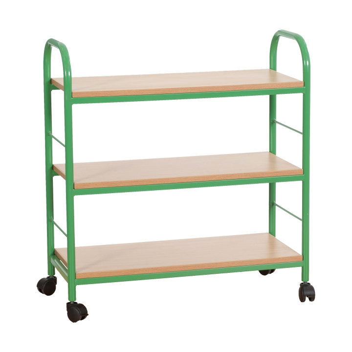 Duzy wózek biblioteczny B, metalowa konstrukcja z półkami