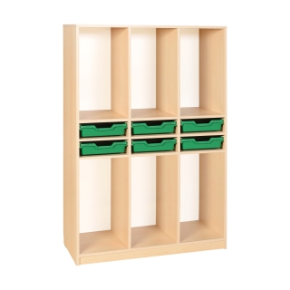 Regał szkolny na plecaki z pojemnikami