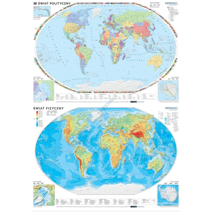 DUO Świat polityczny/fizyczny z elementami ekologii - dwustronna mapa ścienna