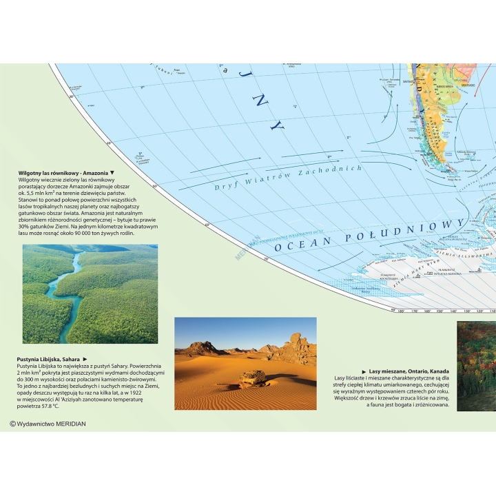 Mapa krajobrazowa świata - mapa ścienna