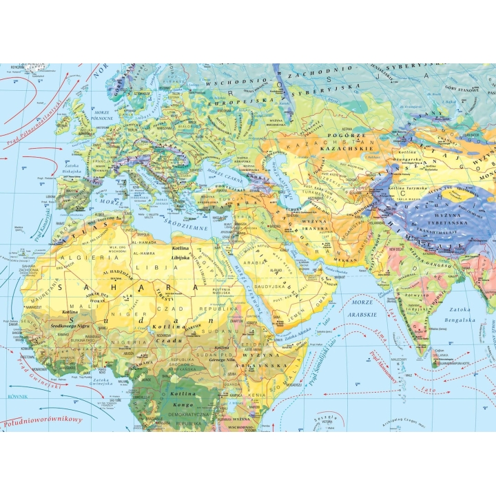 Mapa krajobrazowa świata - mapa ścienna