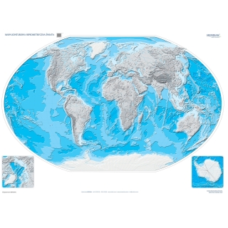 Mapa konturowa hipsometryczna świata - ćwiczeniowa mapa ścienna