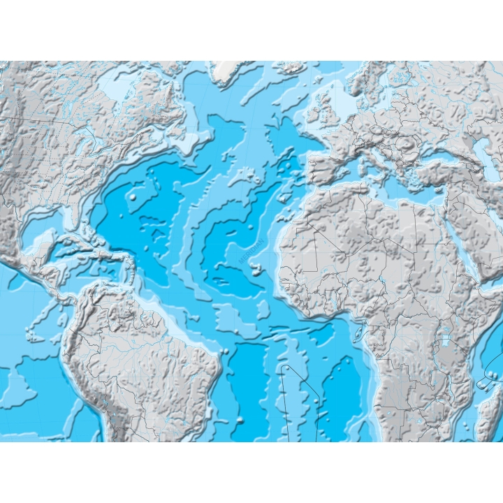 Mapa konturowa hipsometryczna świata - ćwiczeniowa mapa ścienna