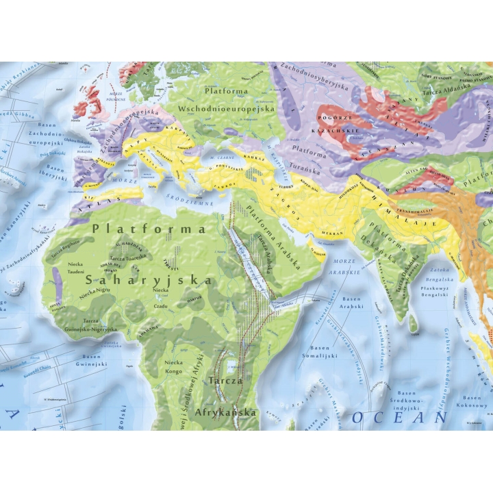 Świat - geologia i tektonika - mapa ścienna