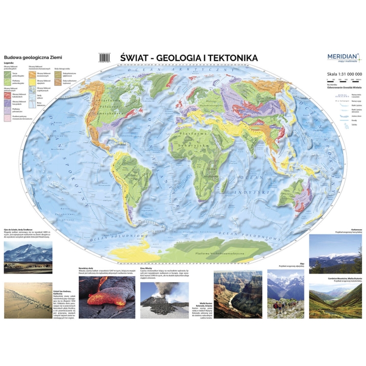 Świat - geologia i tektonika - mapa ścienna