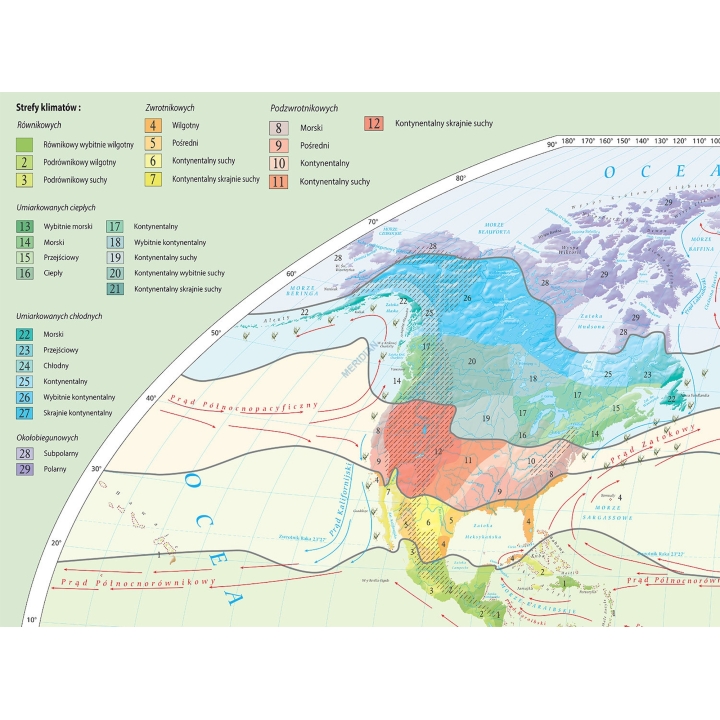 Strefy klimatyczne świata - mapa ścienna