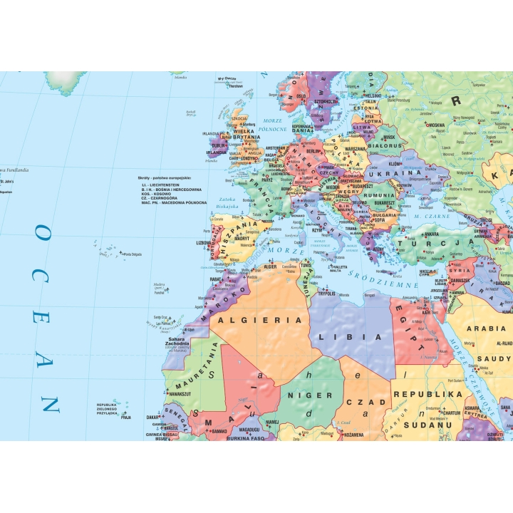 Mapa polityczna świata - mapa ścienna