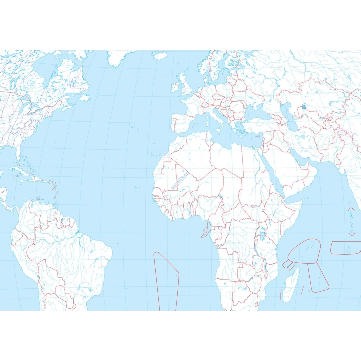 Mapa konturowa świata - ścienna mapa ćwiczeniowa