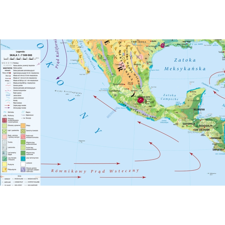 Mapa krajobrazowa Ameryki Północnej i Środkowej - mapa ścienna