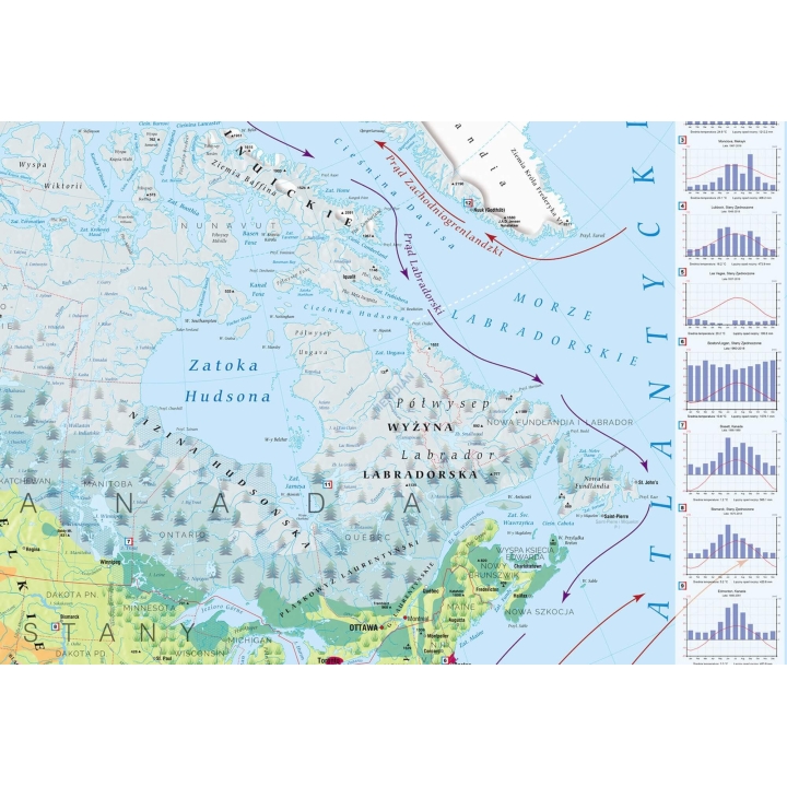 Mapa krajobrazowa Ameryki Północnej i Środkowej - mapa ścienna