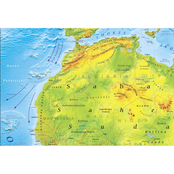 Afryka - mapa fizyczna