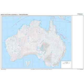 Mapa konturowa Australii - ścienna mapa ćwiczeniowa
