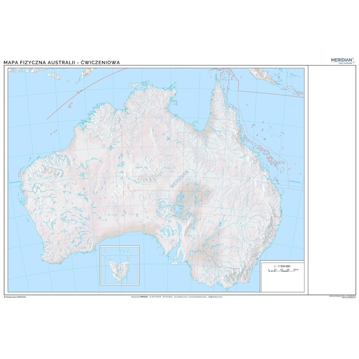 Mapa konturowa Australii - ścienna mapa ćwiczeniowa