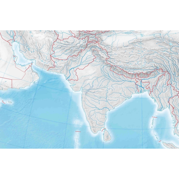 Mapa konturowa Azji - ścienna mapa ćwiczeniowa