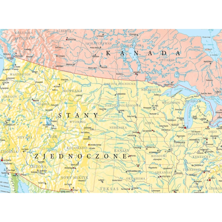 Ameryka Północna i Środkowa - ścienna mapa polityczna