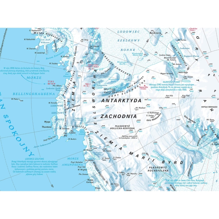 Antarktyda - ścienna mapa fizyczna