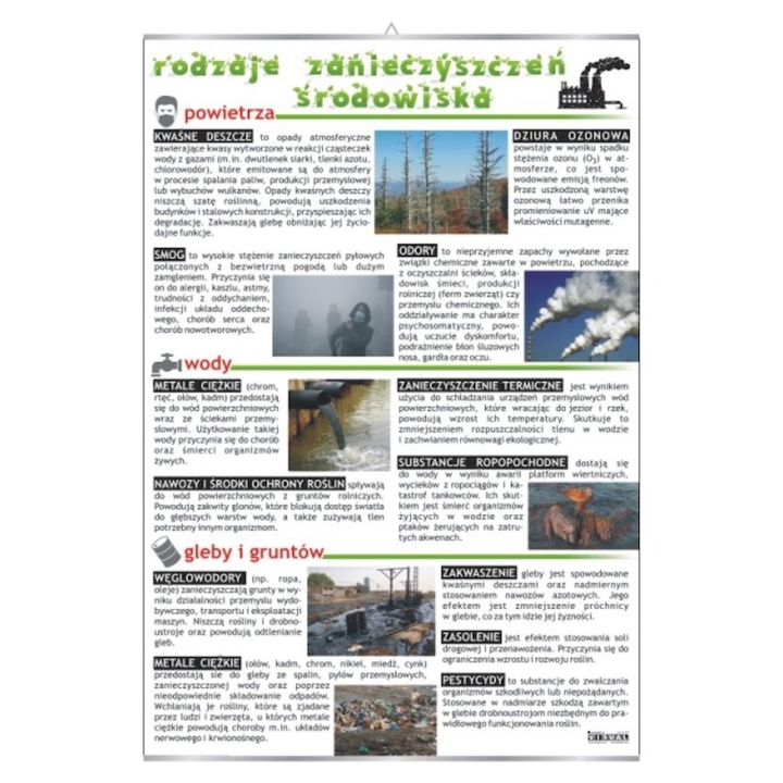 Plansza - Rodzaje zanieczyszczeń środowiska | Darmowa dostawa dla szkół i placówek publicznych