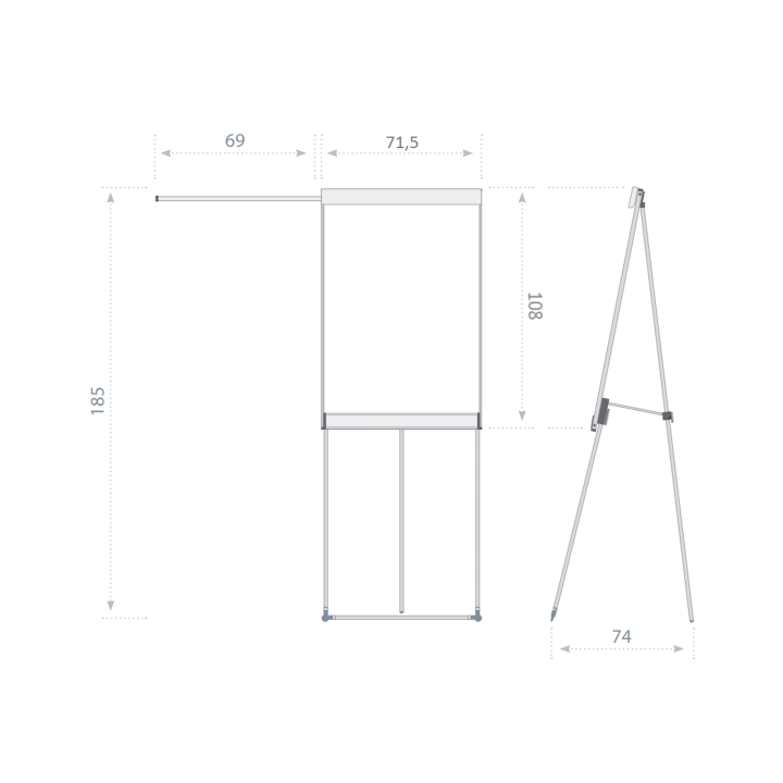 Flipchart StarBoard, docisk na papier, mobilna podstawa 70x70 cm