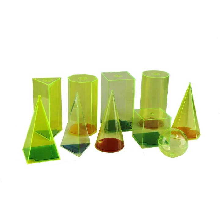 Bryły 15 cm - przezroczyste z podstawami, 10 szt. | Pomoce dydaktyczne do pracowni matematycznej