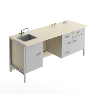 Stół demonstracyjny ze zlewem i gazem propan butan | Laboratorium szkolne