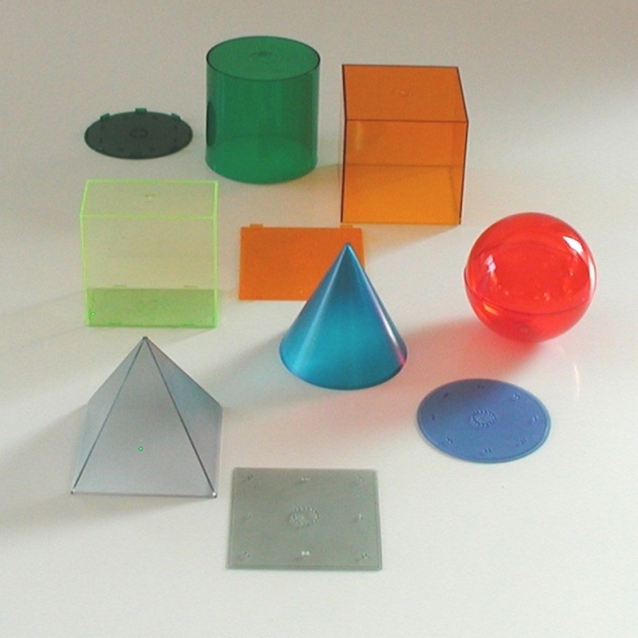 Bryły kolorowe przezroczyste, 6 szt. | Pomoce dydaktyczne do pracowni matematycznej