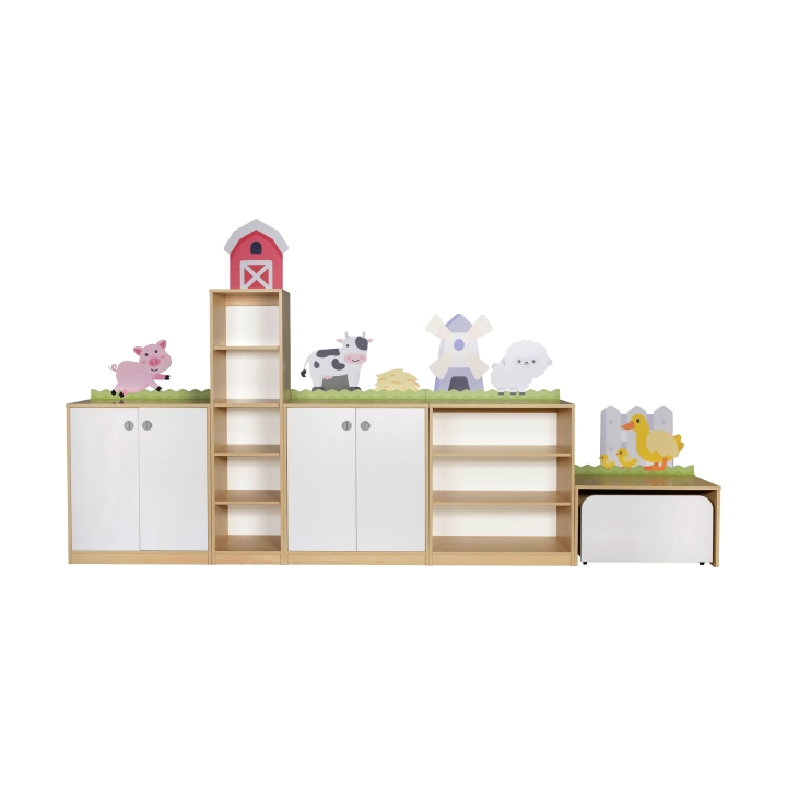 Zestaw regałów przedszkolnych Farma | Darmowa dostawa dla szkół i placówek publicznych